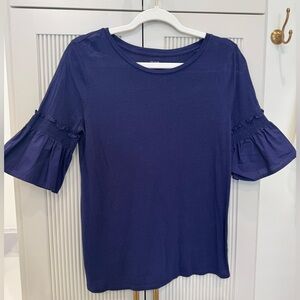 LOFT Blue/purple Ruffle Sleeve Top